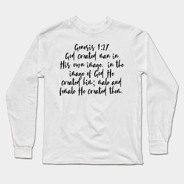 Genesis 1:27 Bible Verse Long Sleeve T-Shirt by Bible All Day 